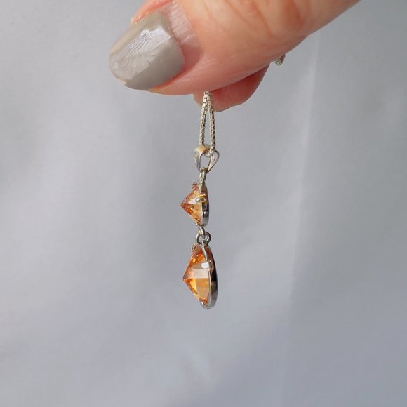 Silver Unlimited Pendant Necklace Faceted Double Gem Sterling 925 Italy - Picture 11 of 14